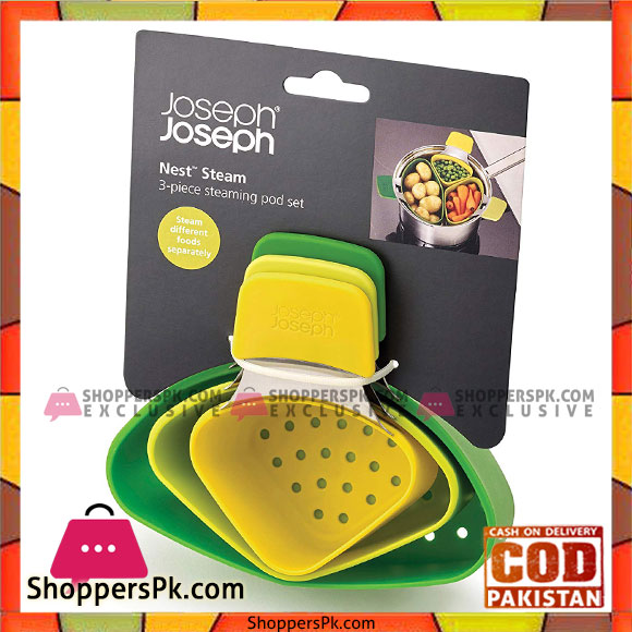 Nest Steam Stackable Steamer Basket Set with Three Compartments (3 Piece)