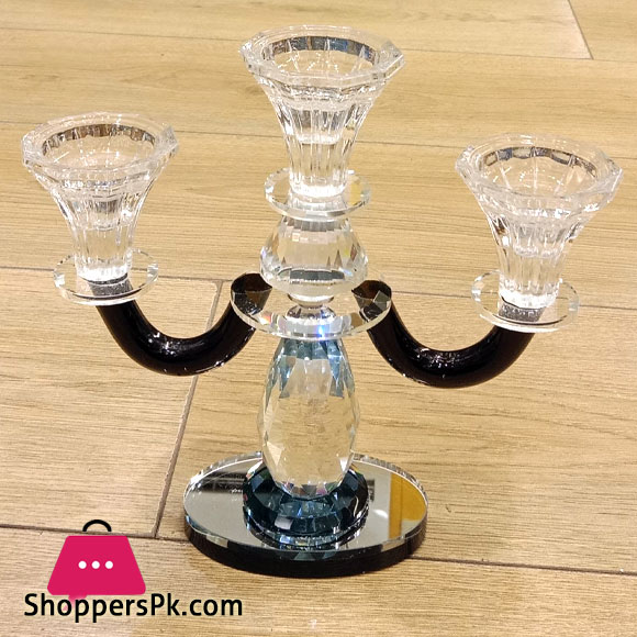 3 ARMS CRYSTAL CANDELABRA ELEGANT CRYSTAL CANDLESTICK PILLAR CANDLE HOLDERS