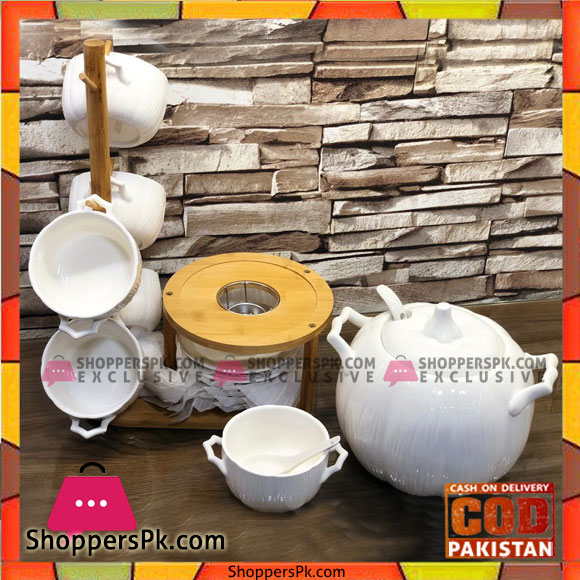High Quality 19 Pcs Soup Set With Wooden Stand