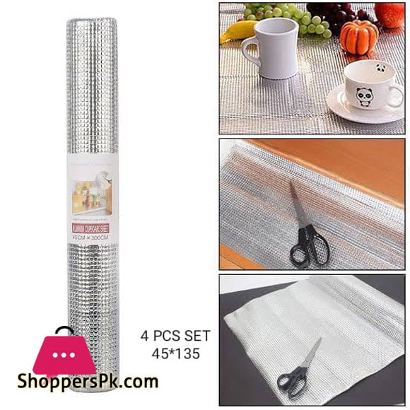 Kitchen Cabinet Drawer Foil Shelf Liner Mat Anti-Skid & Non Adhesive Easy to Cut – Size: 45 x 200cm 1-Pcs