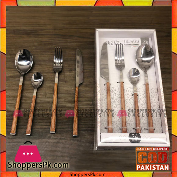 Linea Sharen High Quality Wooden Design 24Pcs Cutlery Set