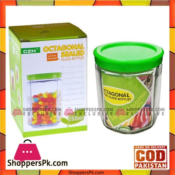 Octangonal Sealed Full Air Tight 260-ML Glass Jar