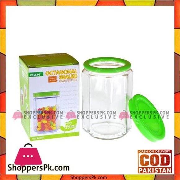 Octangonal Sealed Full Air Tight 550-ML Glass Jar
