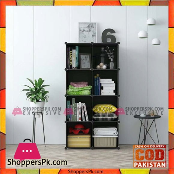 8-Cube DIY Storage Drawer Unit Multi Use Plastic Cabinet Without Doors