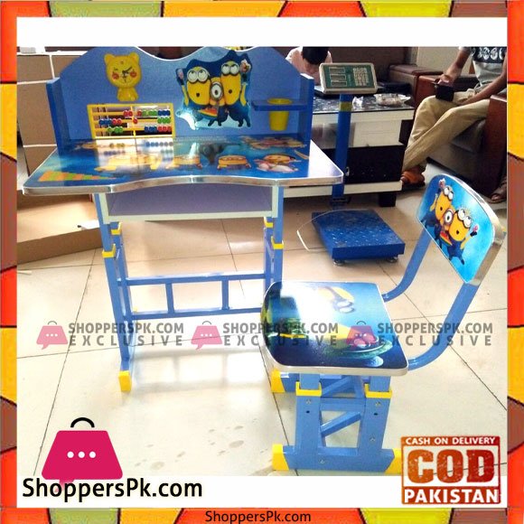 Cartoon Kids Study Table & chair Set with Minions Theme