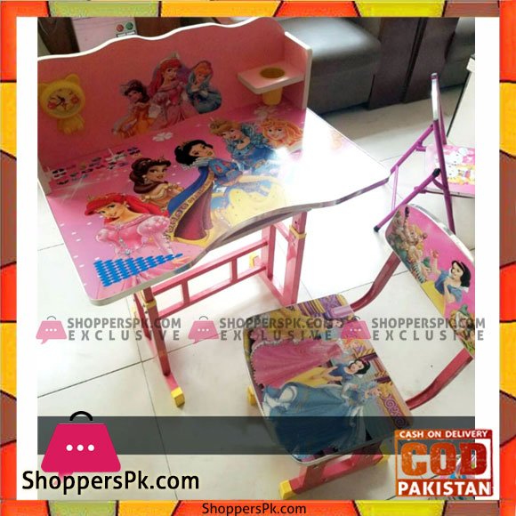 Kids Study Table and Chair Set with Barbie Theme