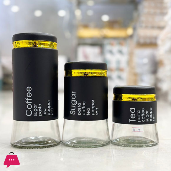 Glass and Stainless Steel Canister Set Airtight Canister Jars Set 3-Piece Set