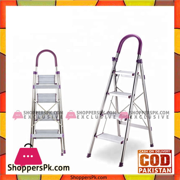 4 Step Foldable Ladder Stainless Steel
