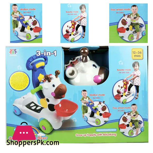 Baby 3 In 1 Ride On Deer Walker, Push Car , Scooter 8503-1