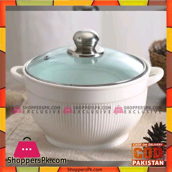 Solecasa Serving Bowl With Glass Lid - Heat Resistant - Ceramic