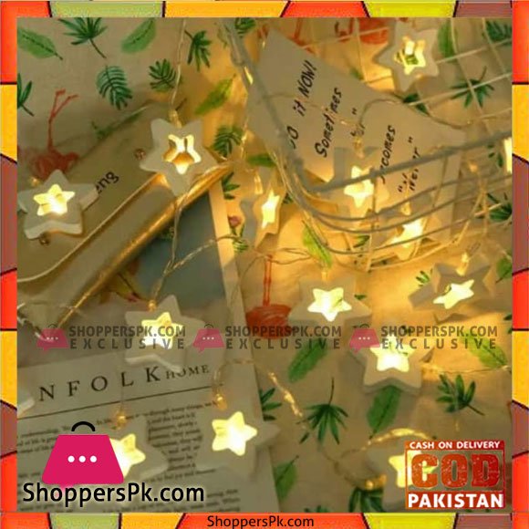 3 meter Battery Powered Wooden 20 LED Star String Fairy Light LED