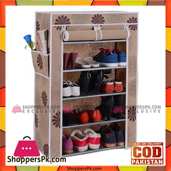 High Quality Shoe Rack Organiser 5 Layer (Beige Flower)
