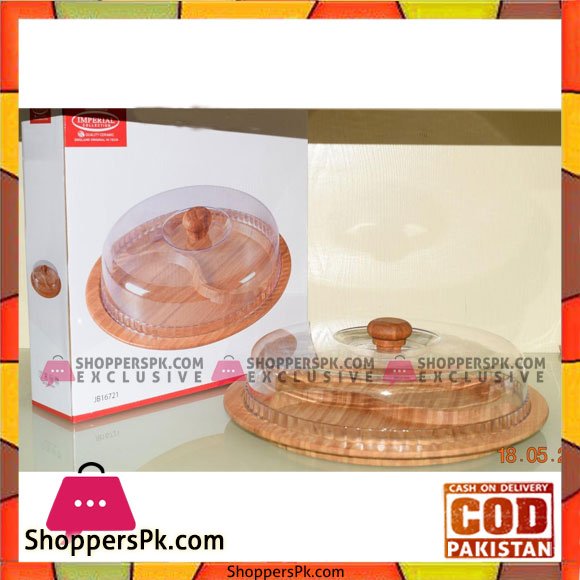 Imperial Wooden Dry Fruit Server With Acrylic Cover 14 Inch