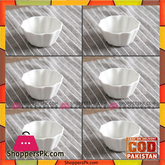Imperial collection Ceramic Bowls-Set of 6-White-3 inch
