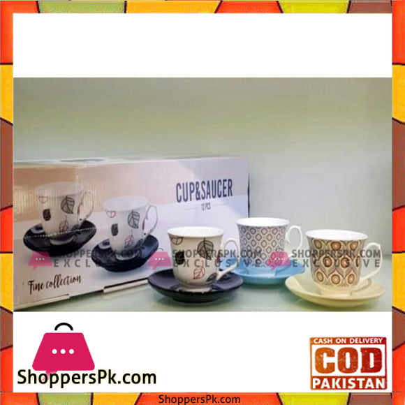 Set Of Six Cup & Saucers-Stone Ware-Same Color