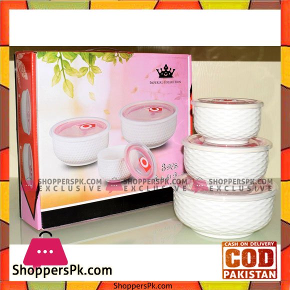Solecasa Bowl Set With Lid - White - Set Of 3 - Ceramic