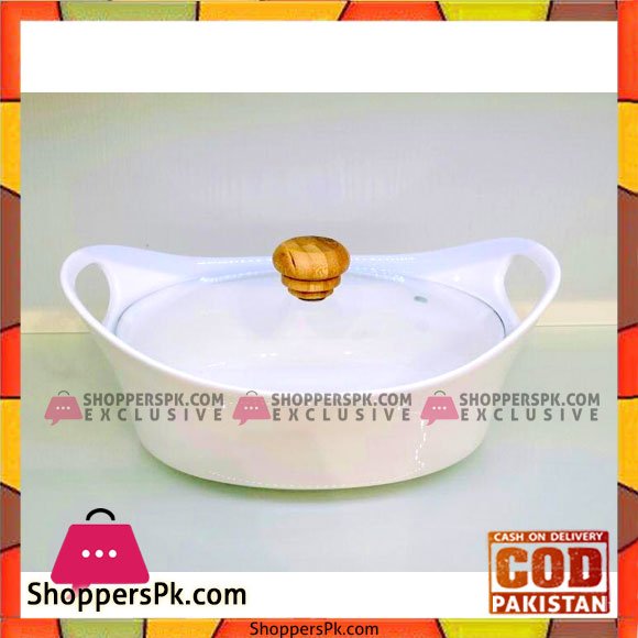 Solecasa Serving Bowl With Glass Lid - Heat Resistant - Ceramic