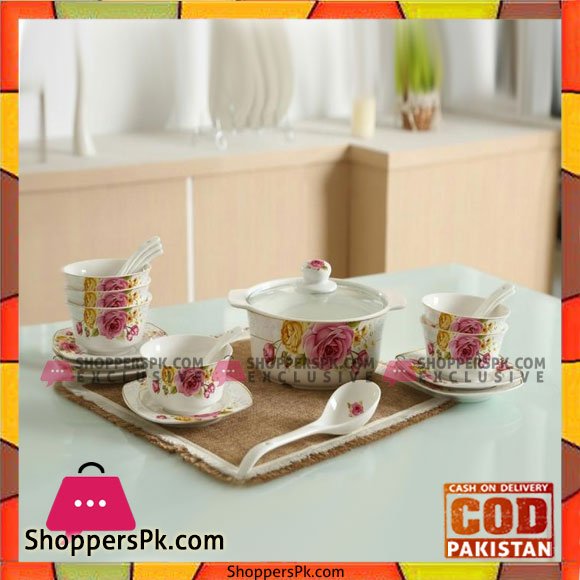 Soup Set-21 Pcs- Pink Rose