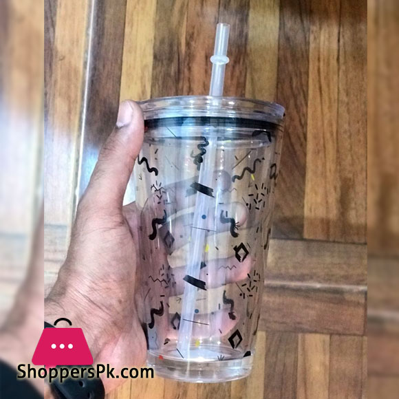 Korean Style Glass Tumbler Straw Cup 400ML High Quality Transparent with Cover Mug