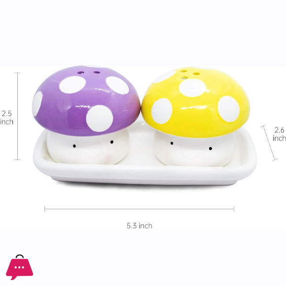 Ceramic Salt and Pepper Shakers - Mushroom