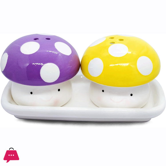 Ceramic Salt and Pepper Shakers - Mushroom