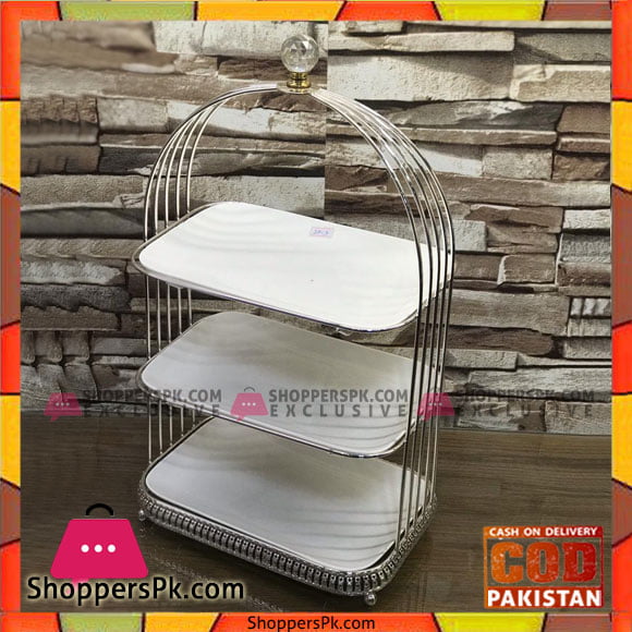 High Quality 3 Tier Wrought Iron Plated Dessert Stand Cake Stand