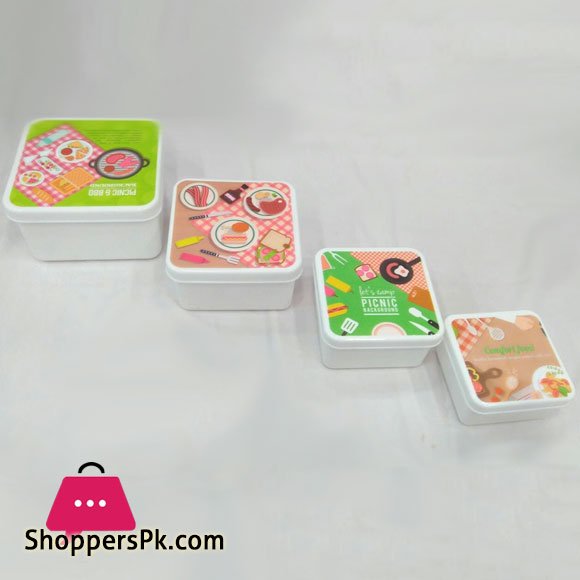 Plastic Lunch Box 4 Piece Picnic Set