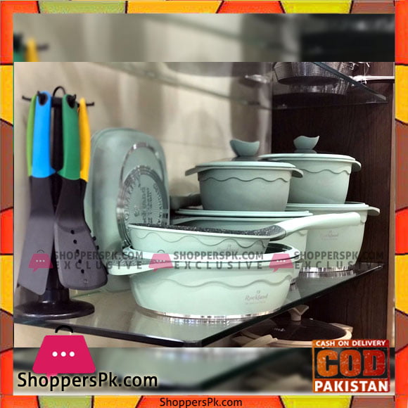 Rockland 22pcs Modern Kitchen Utensils Non Stick Aluminum Cookware Sets with Ceramic Coating