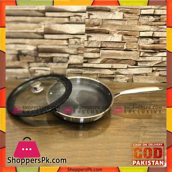 PYREX FRANCE STAINLESS STEEL FRY PAN WITH LID 26 - CM