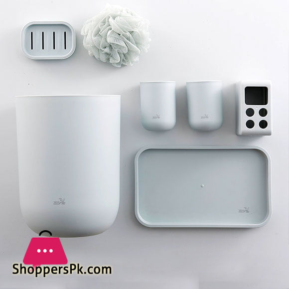 7-Piece Bathroom Set Plastic