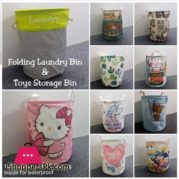 Folding Laundry Bin 100% Cotton with PE Coating Inside for Waterproof
