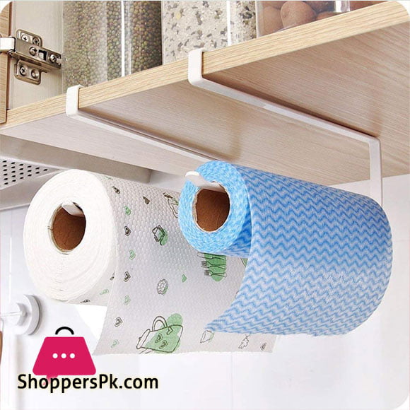 Kitchen Paper Towel Hanger Holder Under Cabinet Roll Rack Space Save Organizer