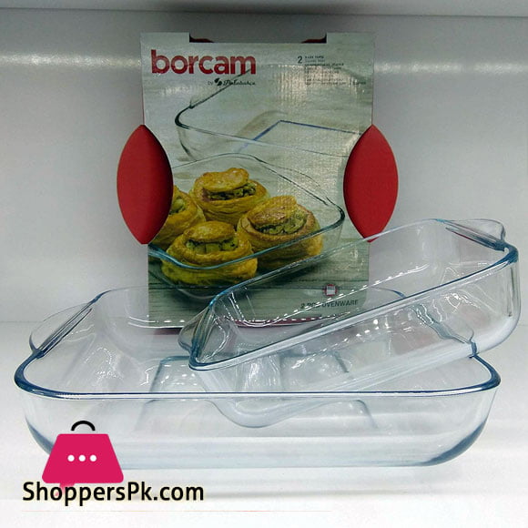 Pasabahce Borcam 2 Piece Glass Ovenware Square Platter Set