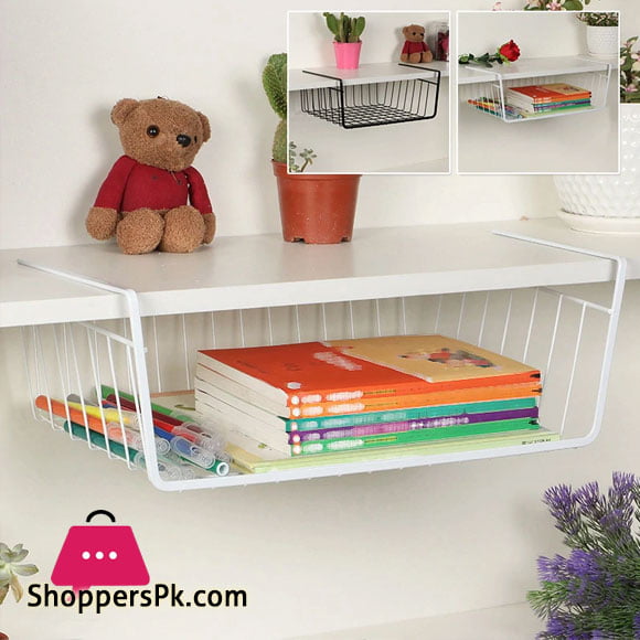 Stainless Steel Under Shelf Basket Rack - White