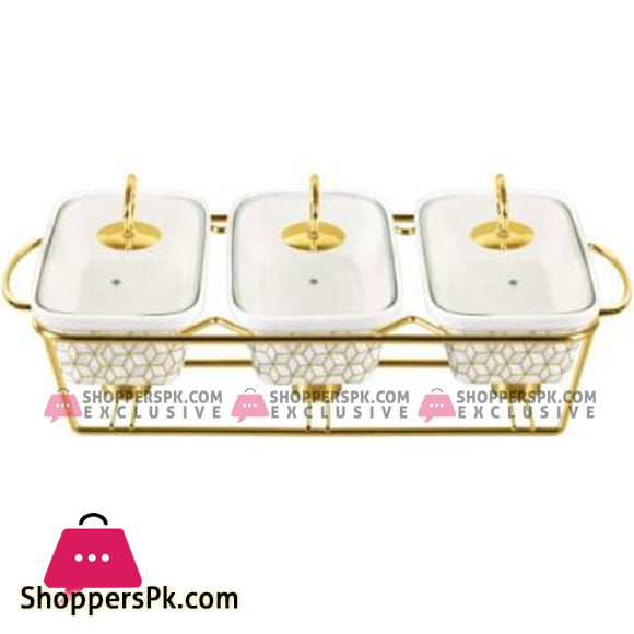 Brilliant 3Pcs 9 inchRectangle Casserole with Hang Lid - BR0249