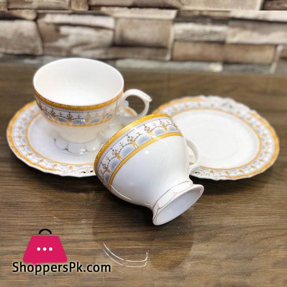 Beautiful Fine Bone China Cup and Saucer 12 Pcs Set - H-15