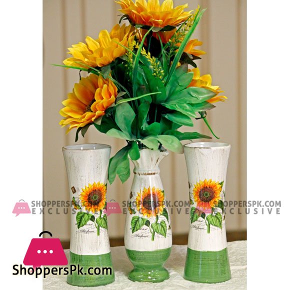 Beautifull Flower Design Ceramic Vase Set of 3