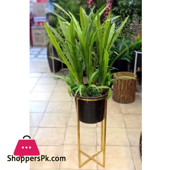 Home Deco Gold Metal Shelf Artificial Plants With Pot