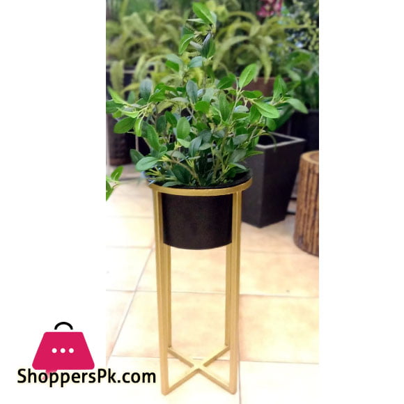 Home Deco Metal Shelf Artificial Plants with Gold Pot