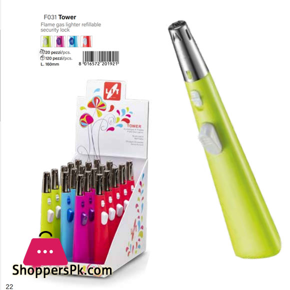 LIT Tower Flame Gas Lighter - F031 Italy Made -1 Pcs