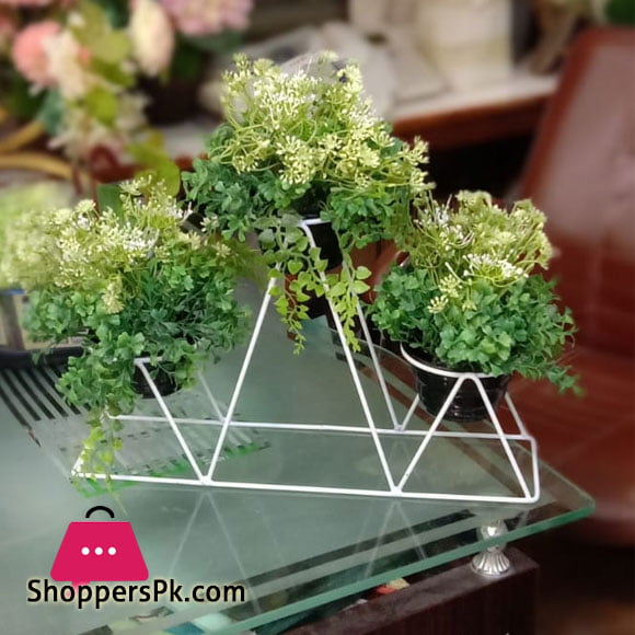 Magic Matels Wrought Iron 3-Tier Pot Stand (White)