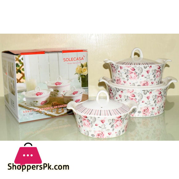 Solecasa Casserole Set With Ceramic Lids - Printed - Set Of 3