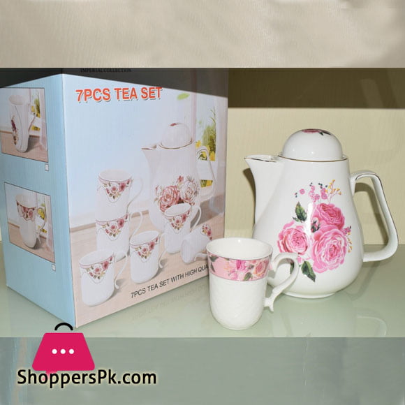 Imperial Collection Emboss Flower Printed Tea Set 7 Pcs