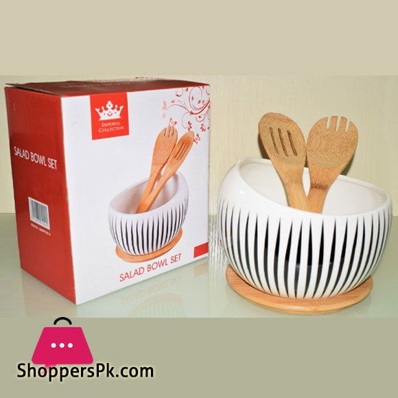 Imperial Collection Salad Bowl Black Striped