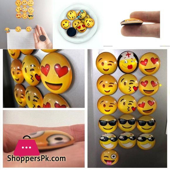 Smily Fridge Magnets Glass Material Pack of 12