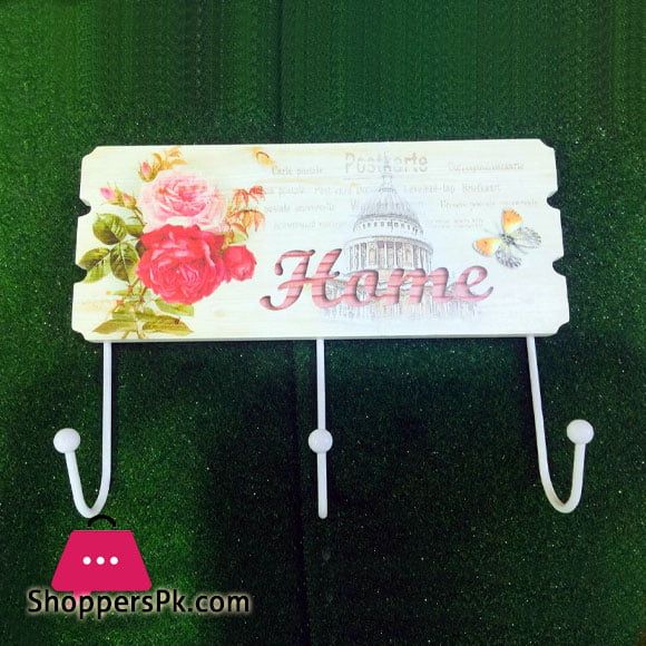 Wood 3 Hook Key Holder
