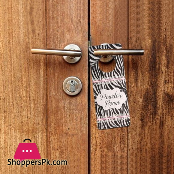 Powder Room Sign Hanging on Door Handle