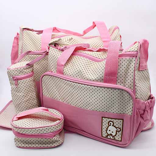 BABY BAG 5PCS SET PINK DOT M&B