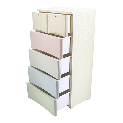 4+2 DRAWERS BLUE/WHITE PLAIN MULTI 6025