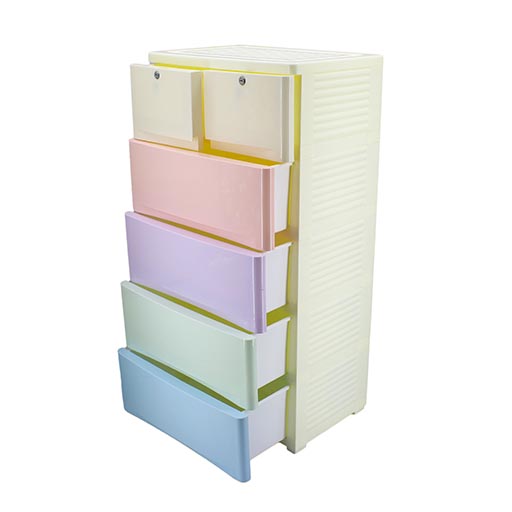 4+2 DRAWERS BLUE/WHITE PLAIN MULTI 5855